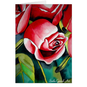 Cartão Flor cor-de-rosa da arte da pintura da aguarela do