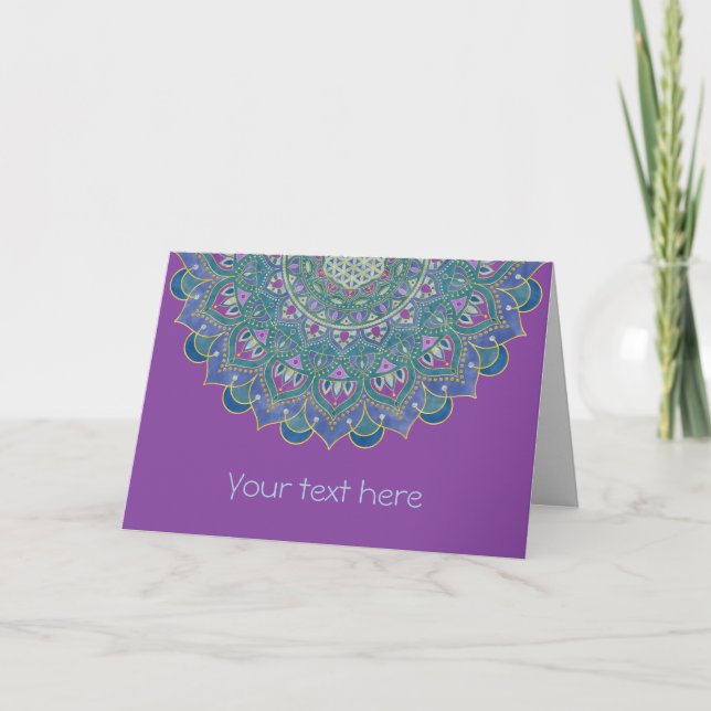 Cartão Flor Da Vida - Estilo De Mandala Índia 1 (Frente)