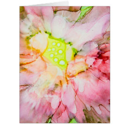 Cartão Flor de Abstrato de Tinta de Álcool Rosa