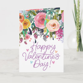 Cartão Flor de Aquarela Colorida | FELIZ DIA DE OS NAMORA