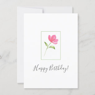 Cartão Flor de Aquarela Rosa 3
