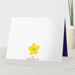 Cartão Flor de Arte Amarelo Brilhante com marinho