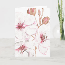 Cartão Flor de Cereja Desenhado à Mão (Vazio)