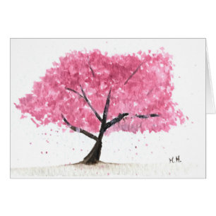 Cartão Flor de cereja rosa