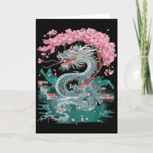 Cartão Flor de Cerejeira Dragão Chinês Ano Novo Chinês 20