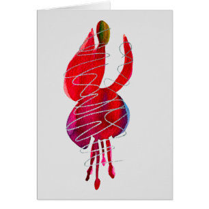 Cartão Flor de cor d'água do Fuchsia abstrato