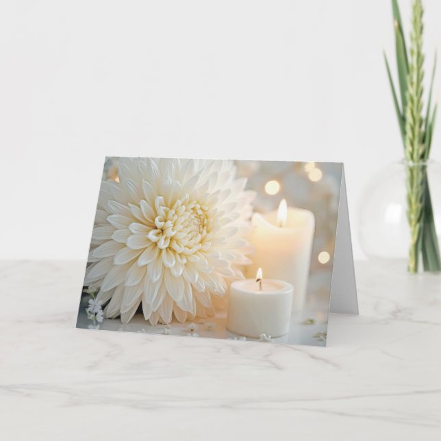 Cartão Flor de Crisântemo de Aniversário e Velas (Frente)