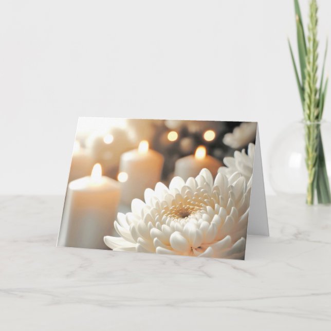 Cartão Flor de Crisântemo de Aniversário e Velas (Frente)