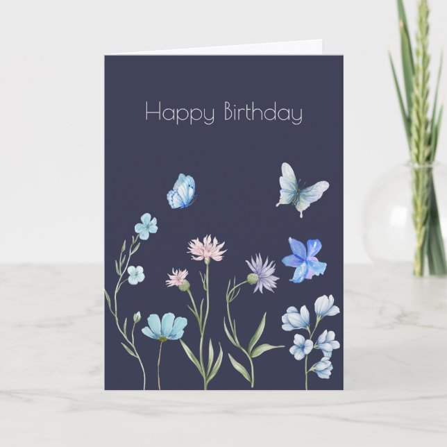 Cartão Flor de Flor Botânica Boho Aniversário (Frente)