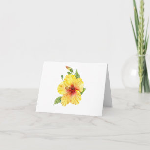 Cartão Flor de Hibiscus Amarelo Tropical