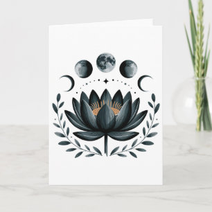 Cartão Flor de Lótus Fases da Lua Zen Amante de Yoga Espi