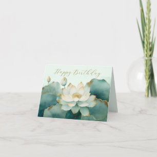 Cartão Flor de Lótus personalizada com bordas douradas Fe