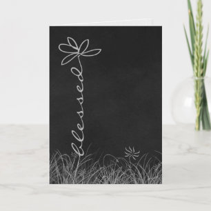 Cartão Flor de margarida abençoada no quadro-negro para a