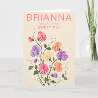Cartão Flor de Nascimento Personalizada de Ervilha-Doce d