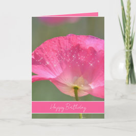 Cartão Flor de Papoula da Islândia Rosa Bonito Aniversári
