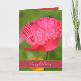 Cartão Flor de Papoula da Islândia Rosa Brilho Aniversári