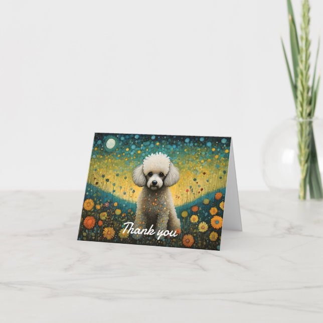 Cartão Flor de Poodle Bonita, Obrigado (Frente)