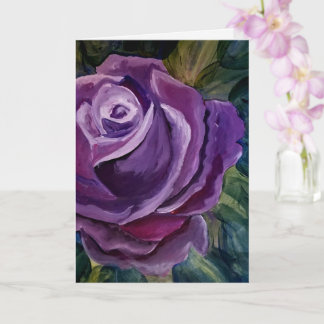 Cartão Flor de Rosa Roxa Única