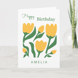 Cartão Flor de Tulipa Minimalista de Aniversário, Texto P