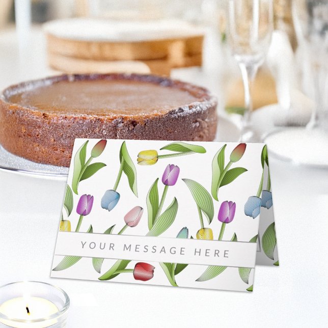 Cartão Flor de Tulipas Coloridas Moderna Personalizada (Criador carregado)