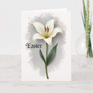 Cartão Flor Desabrochada Elegante Lírio Branco