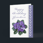 Cartão Flor do roxo da violeta africana do poema do<br><div class="desc">Se eu tive uma flor para todas as vezes o pensamento de I de você eu poderia andar através de meu jardim para sempre. Cumprimento do aniversário de Alfred Tennyson para a avó ou a avó que ama flores e violetas especialmente africanas</div>