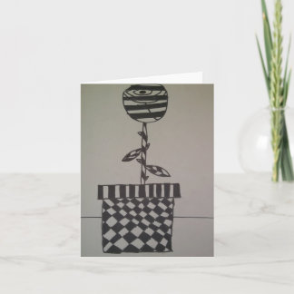 Cartão Flor em preto e branco, placas de nota