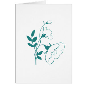 Cartão Flor Estilizado em Teal