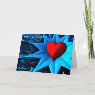Cartão Flor Fractal Blue Heart