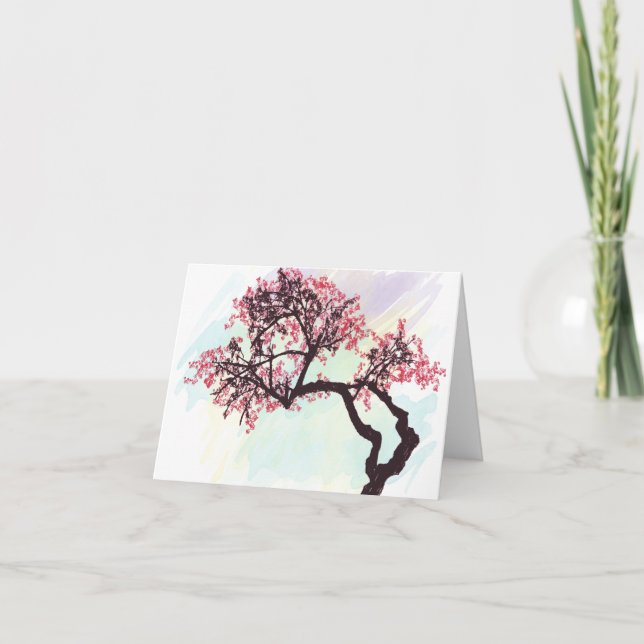 Cartão Flor japonesa Notecard da árvore de cereja (Frente)