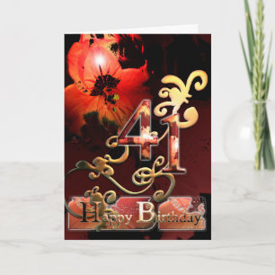 Cartão Flor Lilly Sonho Feliz  41 Aniversário ornamentado