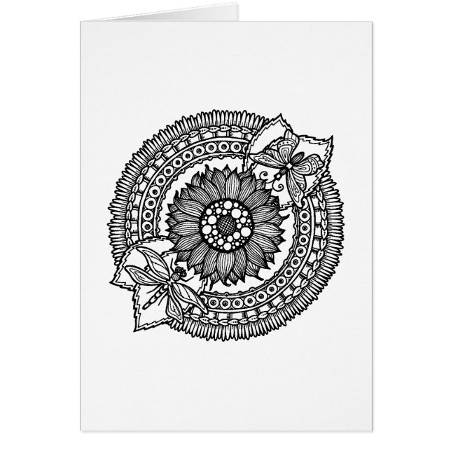 Cartão Flor na mandala (Frente)