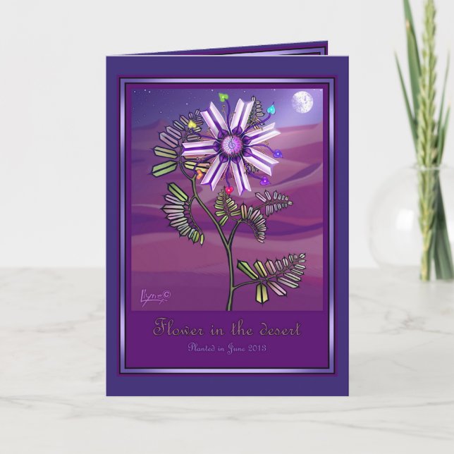 Cartão Flor na placa do vazio do deserto (Frente)