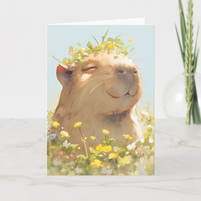 Cartão Flor Power Capybara (Frente)