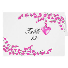 Cartão Flor rosa e número de assentos de Mesa cardíaca