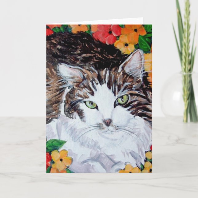 Cartão Flora e felino (Frente)