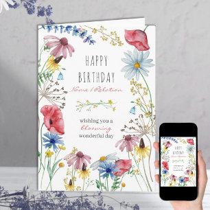 Cartão Floração de Flores Silvestres Quadro Floral Maravi