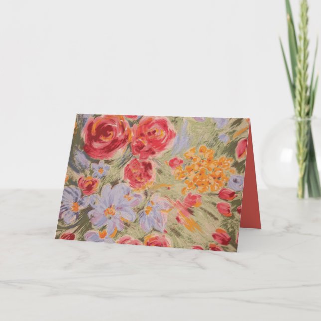 Cartão Florais cor de pêssego para qualquer ocasião (Frente)