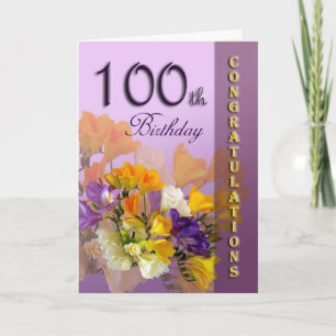 Cartão Floral 100th Birthday Congratulations Card