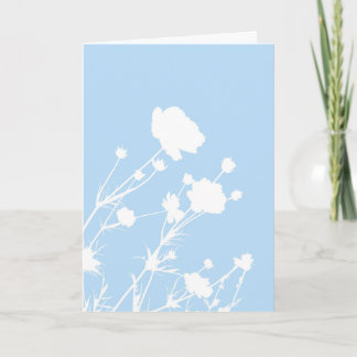 Cartão Floral Azul e Branco