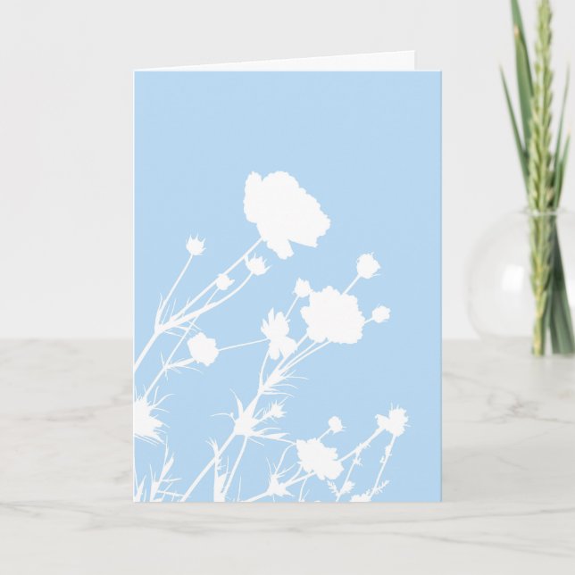 Cartão Floral Azul e Branco (Frente)