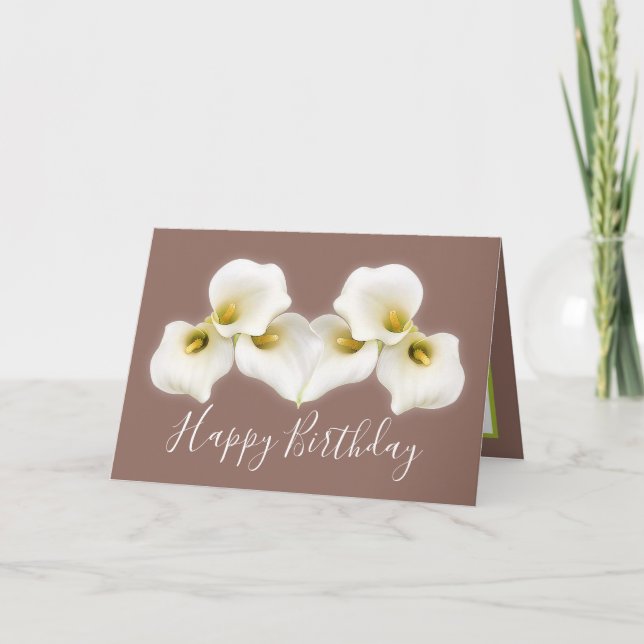 Cartão Floral Bouquet White Calla Lilies Floral Birthday (Frente)