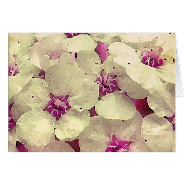 Cartão Floral branco e cor-de-rosa (Frente Horizontal)
