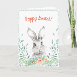 Cartão Floral Bunny Páscoa