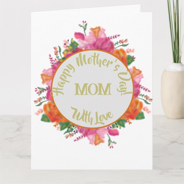 Cartão Floral Circle Banner Mother's Day  (Frente)