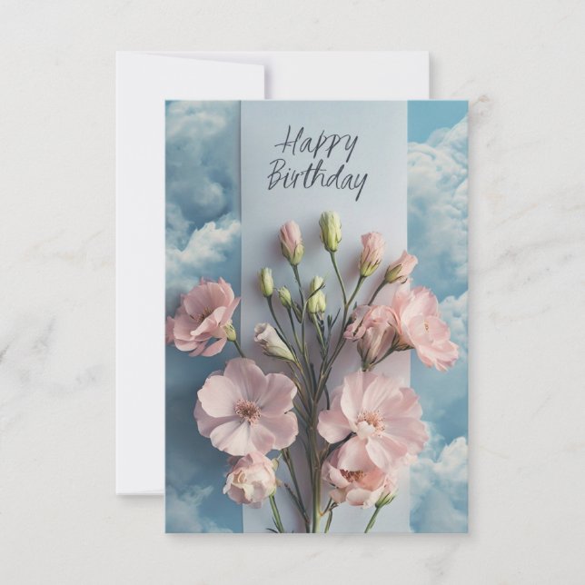 Cartão Floral Clássico de Aniversário (Frente)