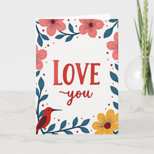 Cartão Floral Clássico Eu Te Amo
