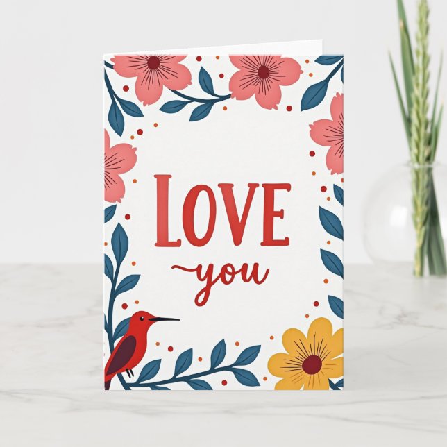 Cartão Floral Clássico Eu Te Amo (Frente)
