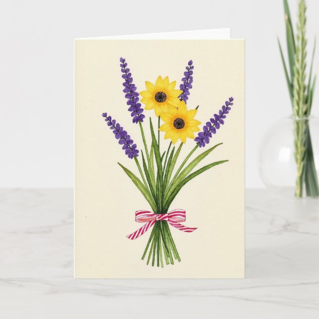 Cartão Floral com Fita Listrada (Frente)