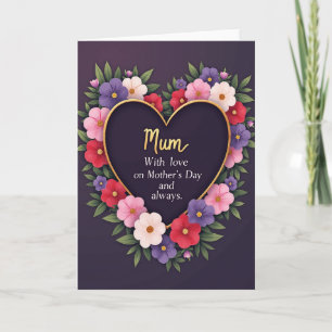 Cartão Floral Coração de Mãe Dourado